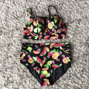 Gorgeous black/multi fruit bikini swimsuit